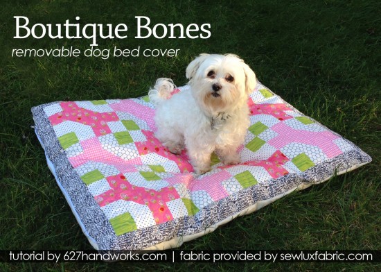 "Boutique Bones Dog Bed Cover" is a Free Quilted Pet Bed Pattern designed by Julie Hirt from Boutique Bones!!
